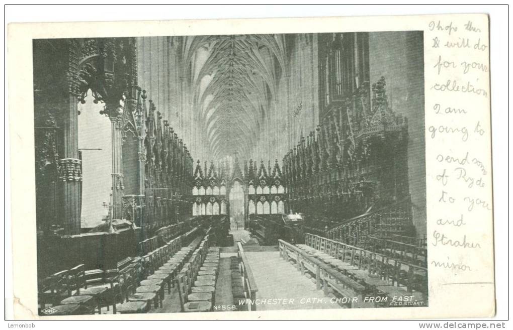 UK, United Kingdom, Winchester Cathedral, Choir From East, 1904 Used Postcard [P7620] - Winchester