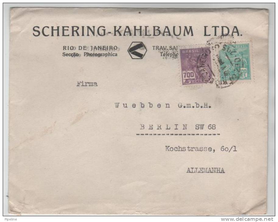 Brazil Cover Sent To Germany 30-5-1937 ? 100 Reis Stamp Is Damaged - Brieven En Documenten