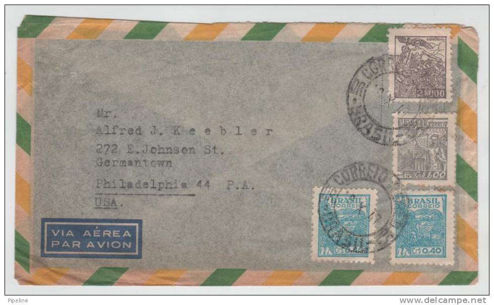 Brazil Air Mail Cover Sent To USA 10-10-1947 - Airmail