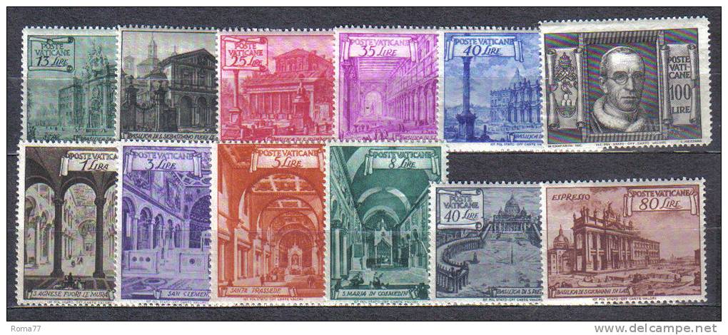 R137 - VATICANO 1949 , Serie 122/130 + Espressi ***  MNH  Basiliche - Nuevos