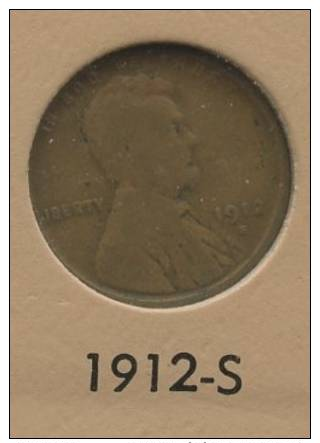 US 1 Cent 1912S Lincoln Wheat - 1909-1958: Lincoln, Wheat Ears Reverse