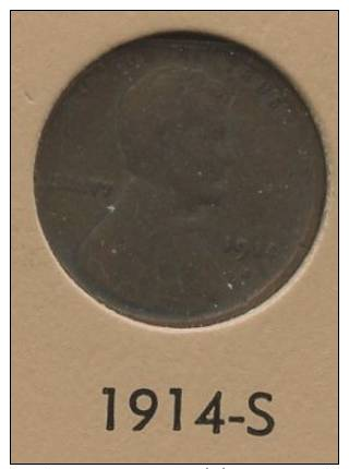 US 1 Cent 1914S Lincoln Wheat - 1909-1958: Lincoln, Wheat Ears Reverse