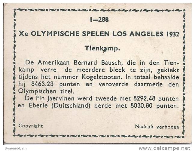 Olympische Spelen Los Angeles 1932. Tienkamp Bernard Bausch Kogelstoten - Jeux Olympiques - Olympics Games - Stadion - Andere & Zonder Classificatie