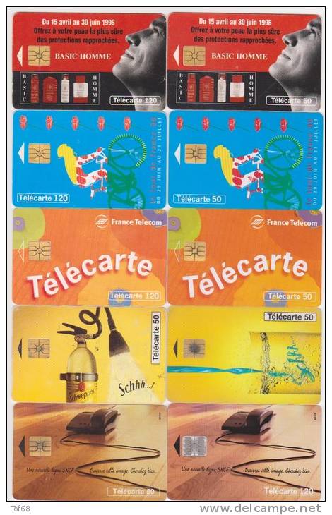 Lot De 56 Télécartes Différentes France 1996  6 Scan - 1995