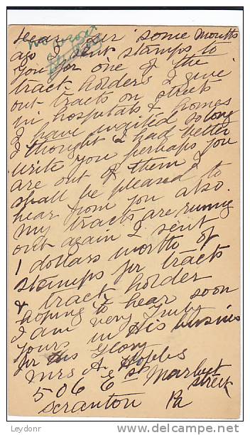 Postal Card - Thomas Jefferson - UX27 -  Free Tract Society - Scranton, PA 1935 - 1921-40