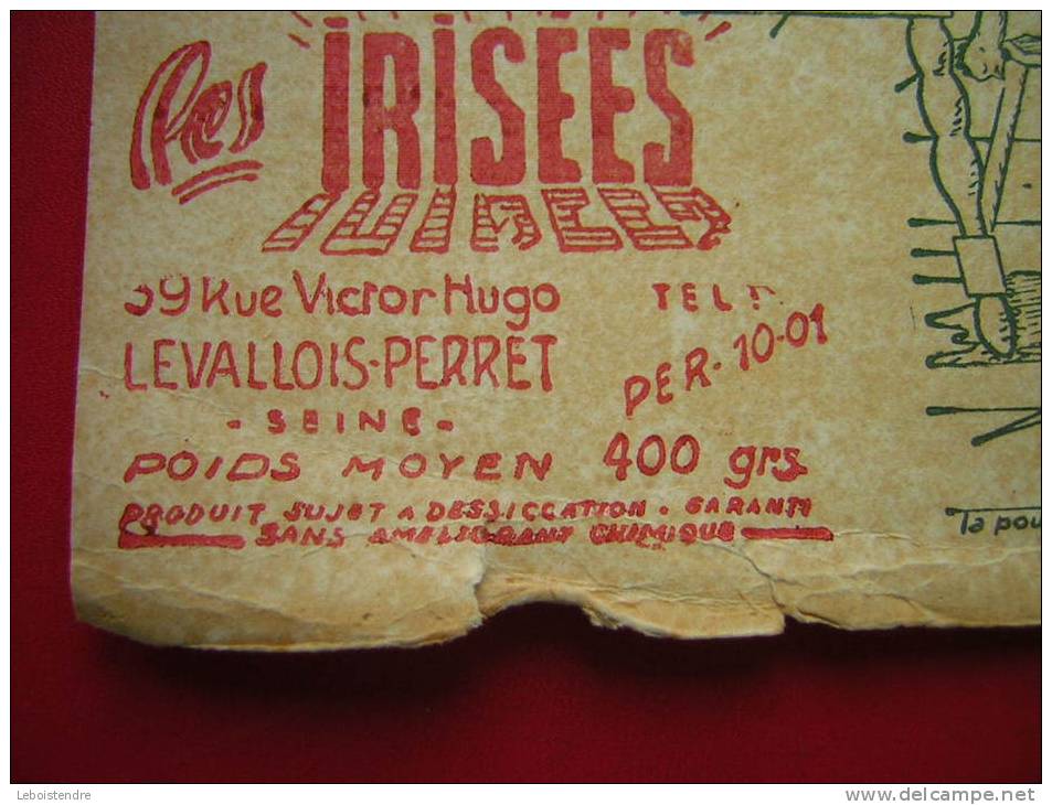 BUVARD-BISCOTTE-LES BISCOTTES MOYNET FABRICANT LES IRISEES 39 RUE VICTOR HUGO LEVALLOIS-PERRET-ATTENTION MAUVAIS ETAT - Zwieback