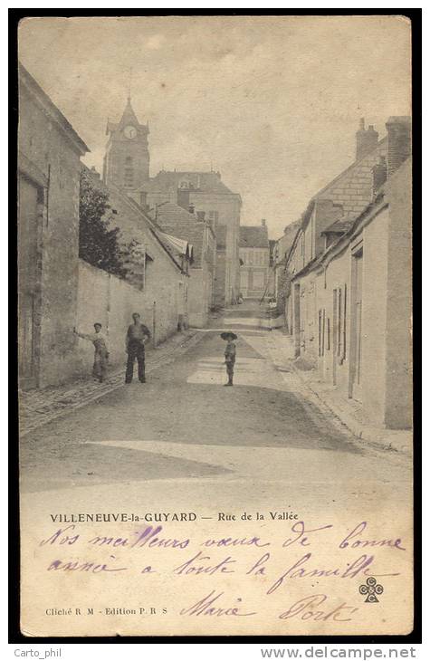 89 - YONNE - VILLENEUVE LA GUYARD - RUE DE LA VALLEE. ANIMEE. DOS NON SEPARE. - Villeneuve-la-Guyard