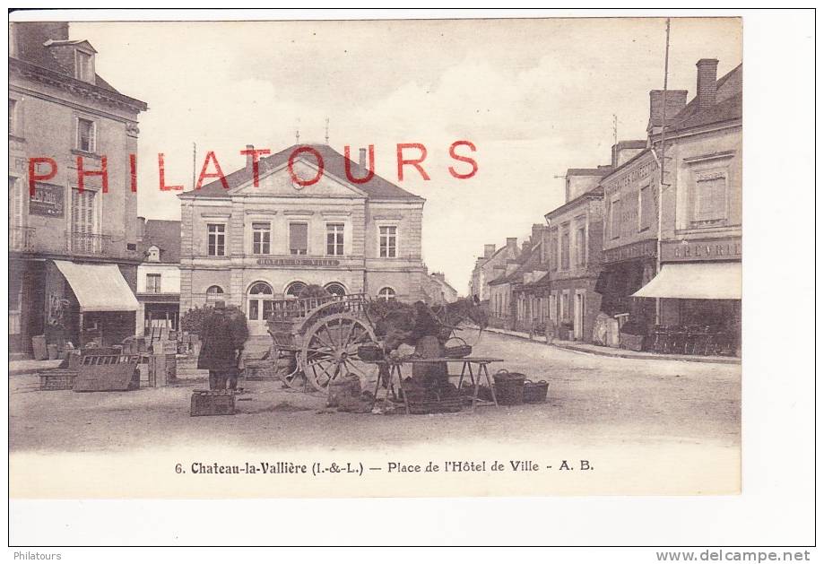 CHATEAU-LA-VALLIERE  /  PLACE DE L'HOTEL-DE-VILLE (étal De Marchande - Attelage)    - état Parfait - Autres & Non Classés