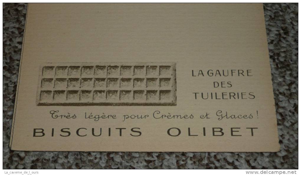 Rare Ancien Menu Vierge Début XXe, Biscuits OLIBET, La Gaufre Des Tuileries, Chateau De Clisson - Menus