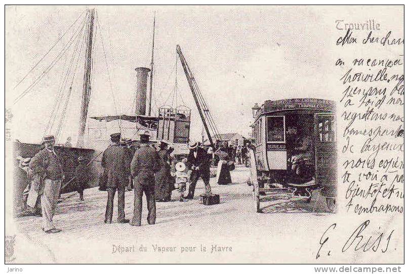 Bateaux, Trouville, Départ Du Vapeur Pour Le Havre,  Réédition Cecodi - Handel