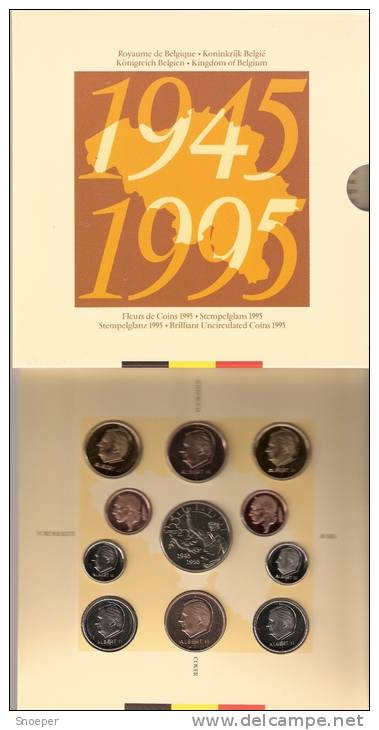 Belguim Set 1995 50 Years End WW II,from 0,5 Franc Until 50 Francs Dutch End French,fdc - FDC, BU, BE & Coffrets