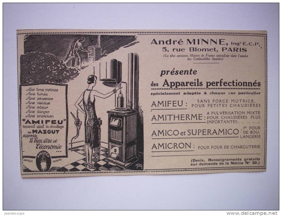 - Collection - Pub - Publicité - André Minne - Poêle à  Mazout - Rue Blomet , Paris -1930 - - Publicités