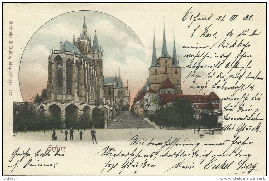 AK Erfurt Dom & Severikirche Farblitho 1902 #01 - Erfurt