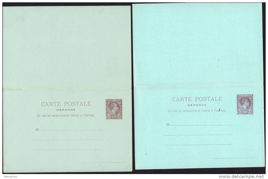 Charles III   Carte Postale 10 C. Avec Réponse Payée Brun Sur Vert  Neuve  Maury 5 (Couleur Notée Dans Michel) - Postal Stationery