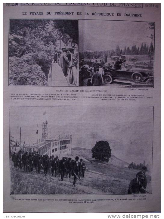 ARTICLE-REGIONNALISME - Le Président De La République En Dauphiné - Gaston Doumergue - Chartreuse - 1925 - - Historical Documents