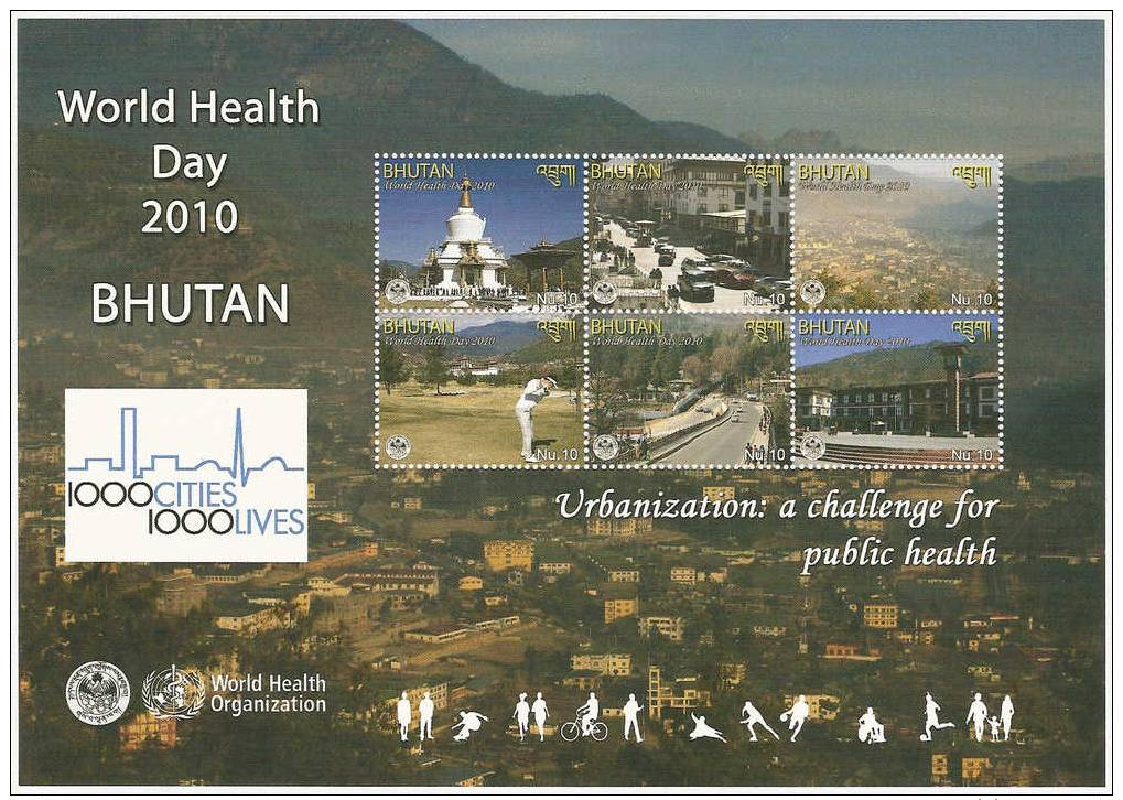 Bhutan SC#1450 2010 World Health Day Golf SS MNH - Golf