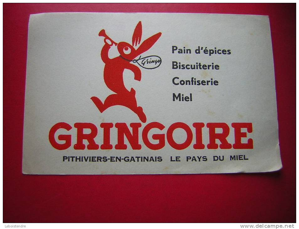 BUVARD-GRINGOIRES-PAIN D'EPICES-BISCUITERIE-CONFISERIE-MIEL-PITHIVIERS EN GATINAIS  LE PAYS DU MIEL -PHOTO RECTO / VERSO - Pan De Especias