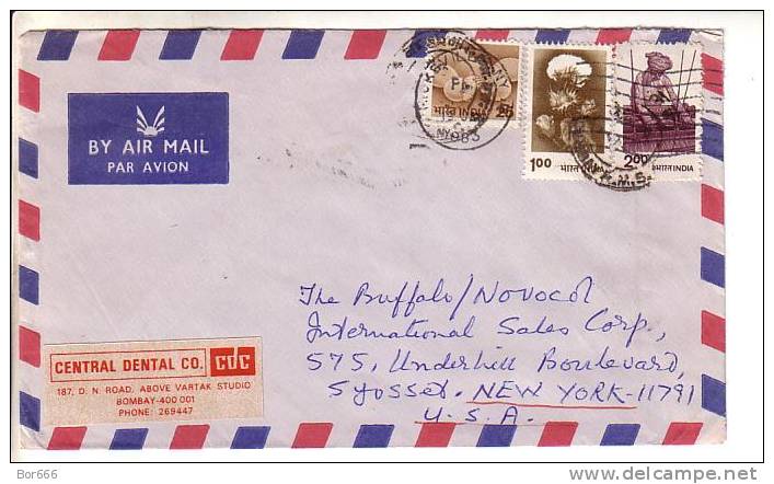 GOOD INDIA Postal Cover To USA 1983 - Good Stamped - Cartas & Documentos
