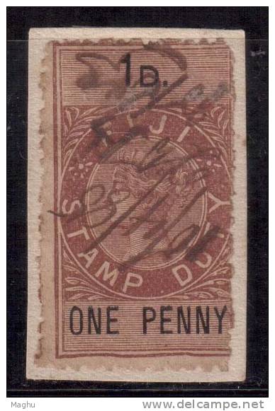 Fiji Stamp Duty , Used Fiscals, Revenue 1 Penny On Piece, QV, Queen Victoria,  As Scan - Fidschi-Inseln (...-1970)