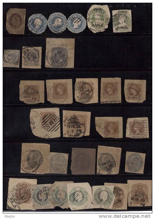 British India Used Cut Outs Postmarks Of Postal Stationery, QV, Edward, KG V, As Scan - Autres & Non Classés