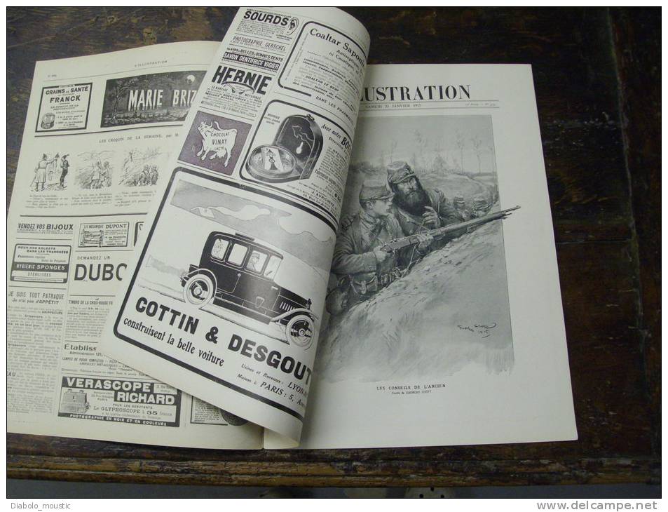 1915  Pub Auto COTTIN & DESGOUTTE ; Duel Aérien D' AMIENS ;  Le CAFE De La PAIX Le Soir à PARIS - L'Illustration