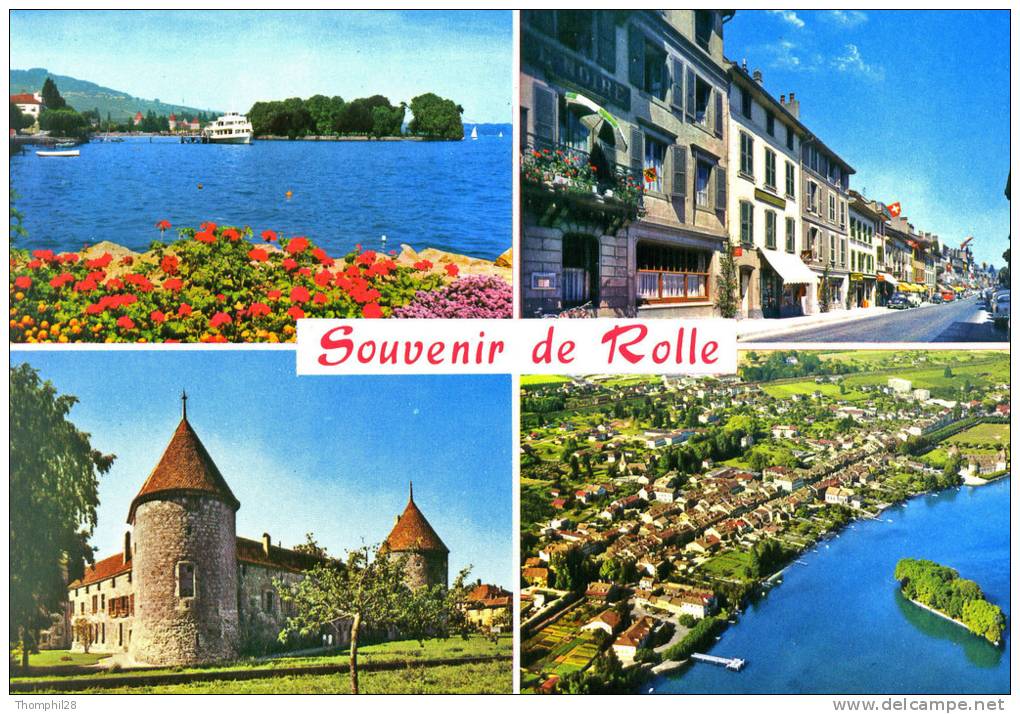 Souvenir De ROLLE - Débarcadère Et Île De La Harpe / Grand Rue / Château / Vue Aérienne - TBE, Carte Neuve, 2 Scans - Rolle