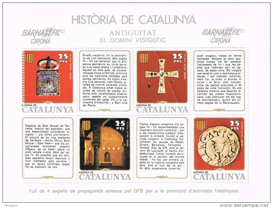 Viñetas Historia Cataluña. Barnafil 1980. Gerona. Dominio Visigotico  ERROR ** - Variedades & Curiosidades