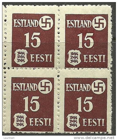 ESTLAND Estonia 1941 German Occupation Dorpat Michel 1 Y In 4-Block MNH - Occupation 1938-45