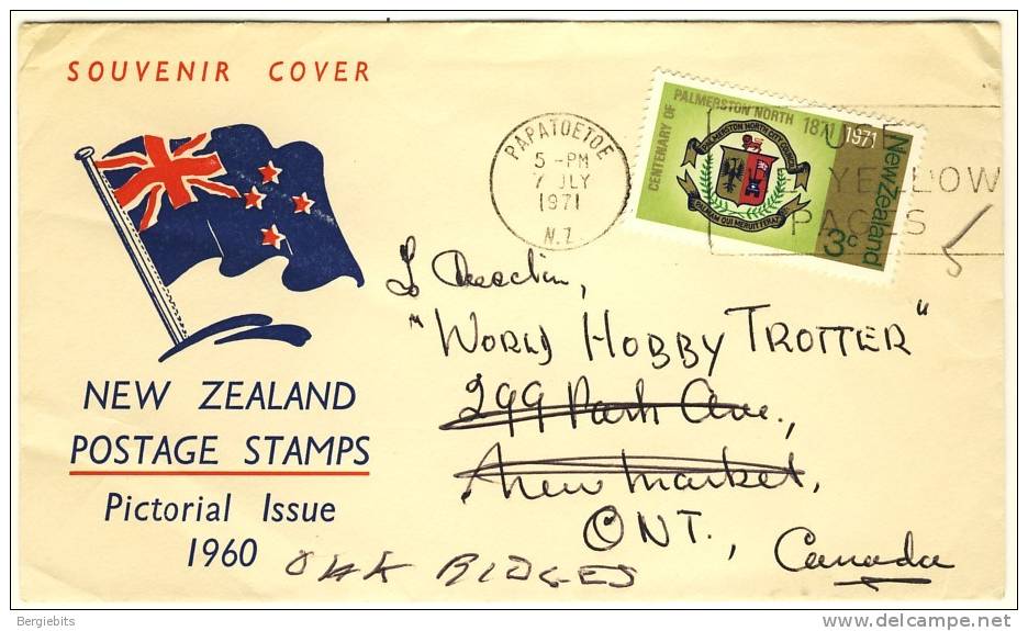 1971 New Zealand Souvenir Cover With Nice Stamp Mailed From Papatoetoe - Briefe U. Dokumente