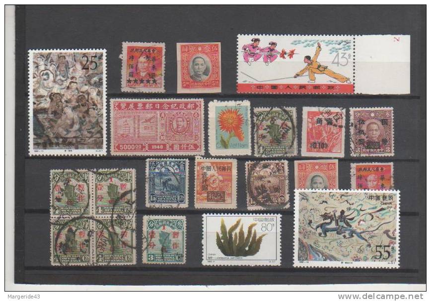 CHINE LOT DE 21 TIMBRES OBLITERES ET NEUF - Other & Unclassified