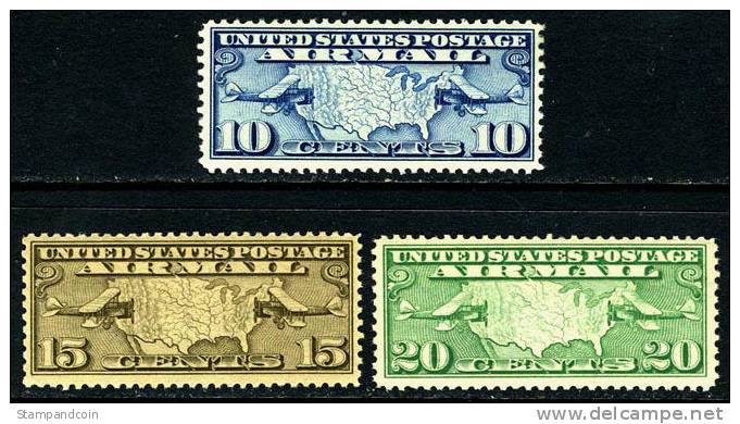 US C7-9 Mint Never Hinged Airmail Set From 1926-27 - 1b. 1918-1940 Neufs