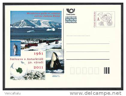 Czech Republic 2011 - 50 Years Agreement About Antarctida, Czech Base Mendel, Special Postage Stationery, MNH - Wale