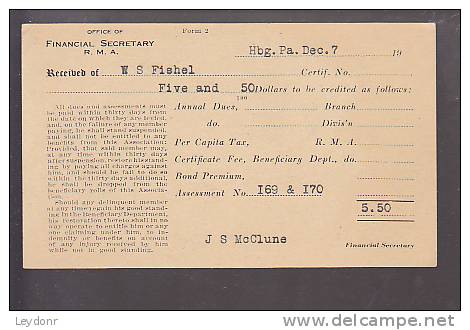 Postal Card - Thomas Jefferson - UX27 - Office Of Financial Secretary R.M.A. - 1921-40