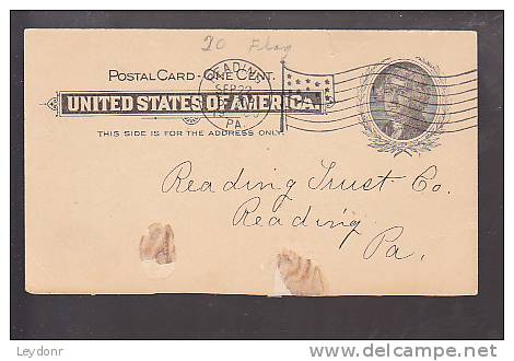 Postal Card - Jefferson - Reading, PA 1900 - Flag Postmark - ...-1900