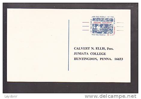 Postal Card - Social Security - 1964 - Juniata College - Huntingdon, PA - 1961-80