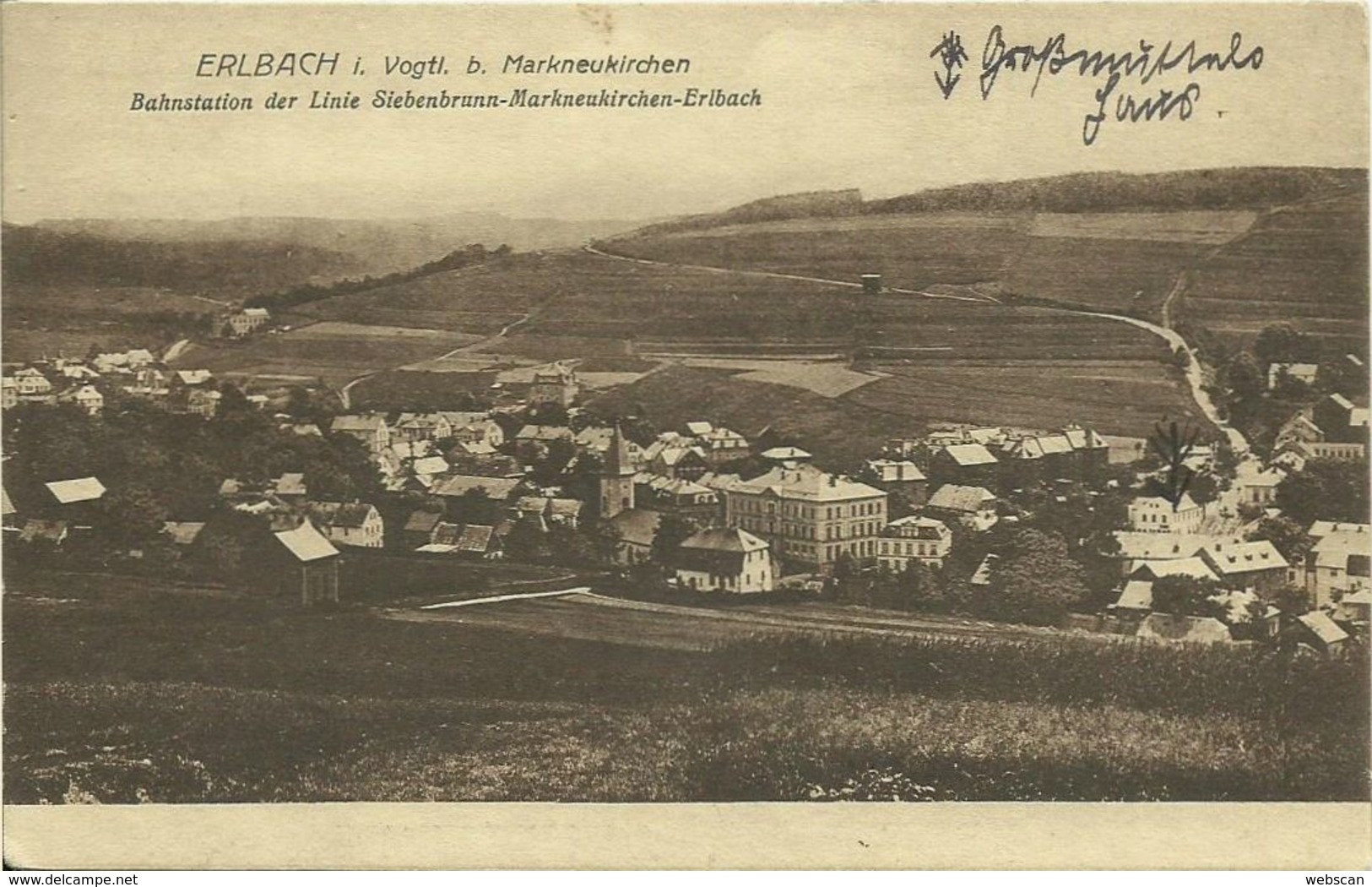 AK Erlbach Markneukirchen Bahnstation Lokalbahn 1918 #05 - Erlbach-Kirchberg
