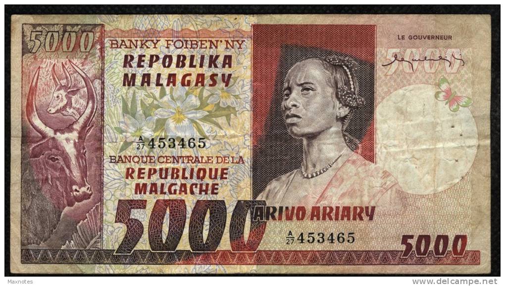 MADAGASCAR  : 5000 Francs – P66 - VF - Madagaskar