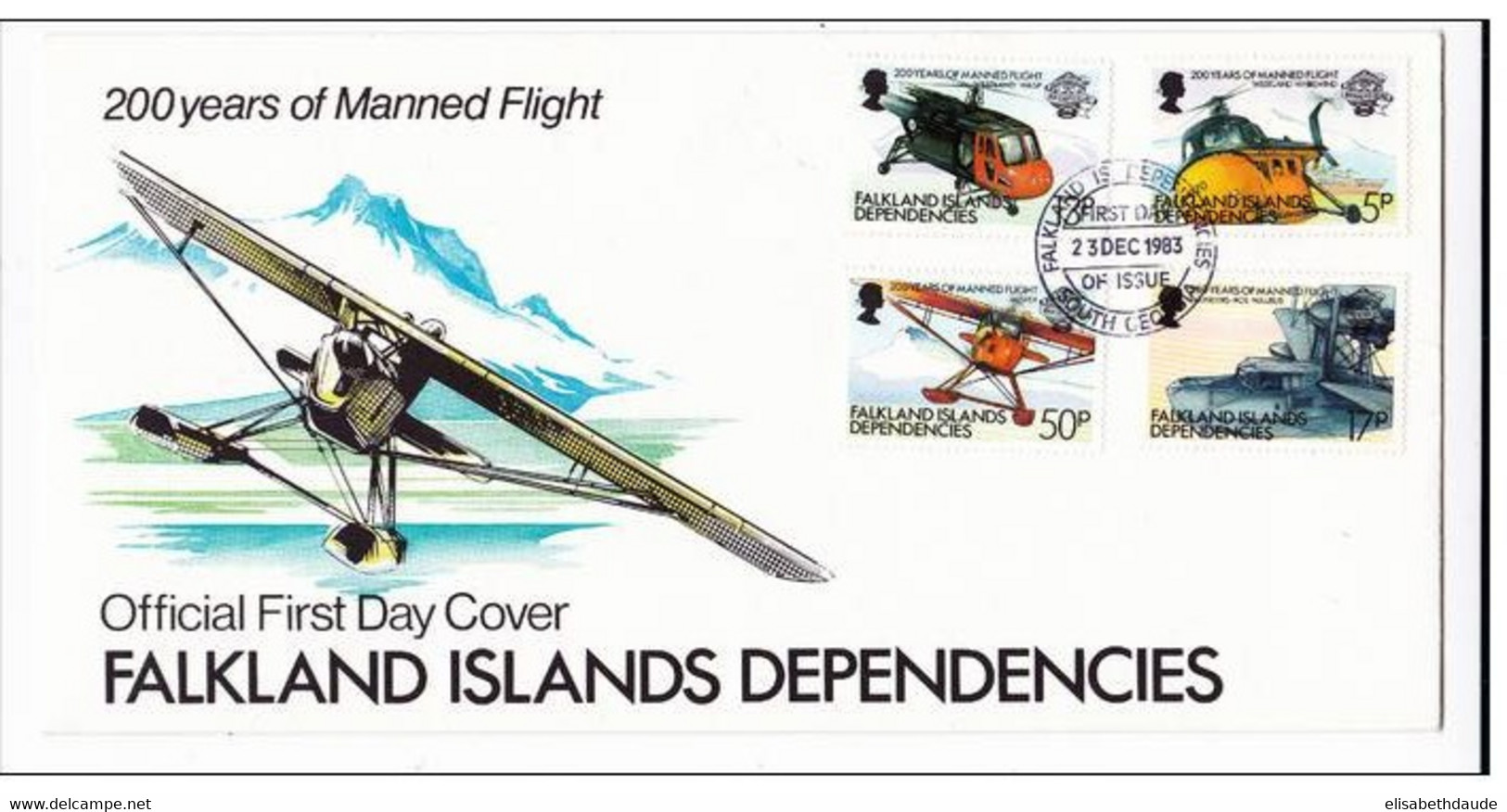 FALKLAND - 1983 -  ENVELOPPE FDC - THEME : AVIONS HELICOPTERES - Falkland Islands