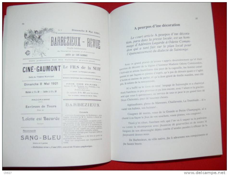 BARBEZIEUX D´ AUT´ FOES  HISTOIRES EN PATOIS D ADEMIEN LAGARDE SUR BARBEZIEUX  EDIT BORDESSOULES   EN 1992