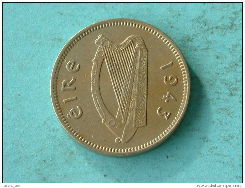 1943 - 3 PENCE / KM 12a ( Uncleaned Coin / For Grade, Please See Photo ) !! - Irlande