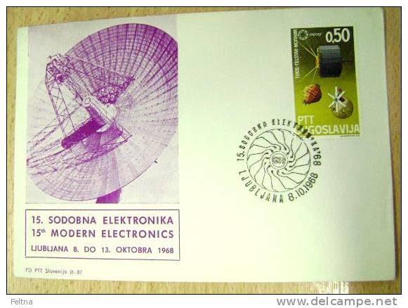 1968 YUGOSLAVIA COVER FOR 15TH FAIR MODERN ELECTRONICS IN LJUBLJANA - Computers