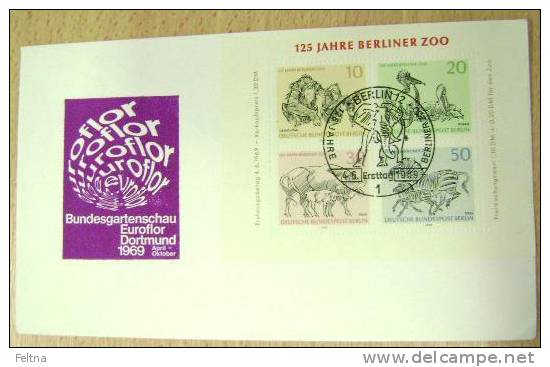 1969 GERMANY DEUTSCHLAND BERLIN 125 YEARS OF BERLIN ZOO ELEPHANT IN CANCELATION - Elefanten