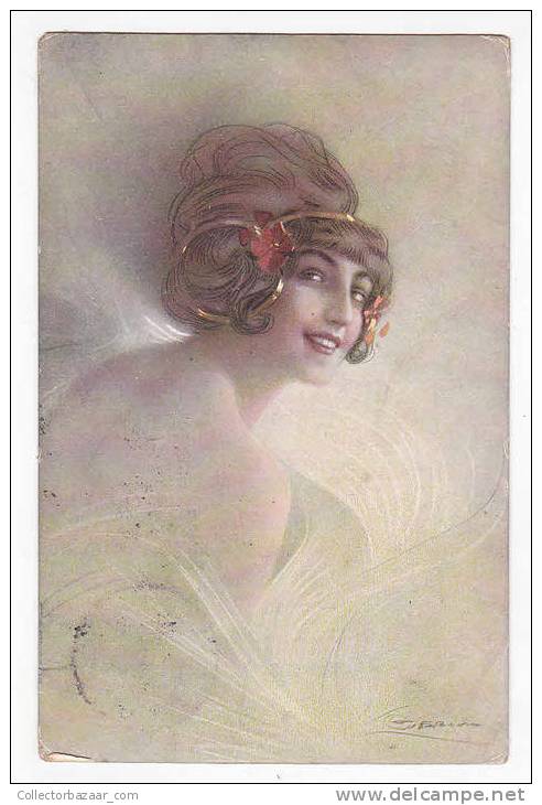 [w953] Italy Postcard Artist Signed Guerinoni Cartoline Illustratori Art Nouveau Erotic Woman - Otros & Sin Clasificación