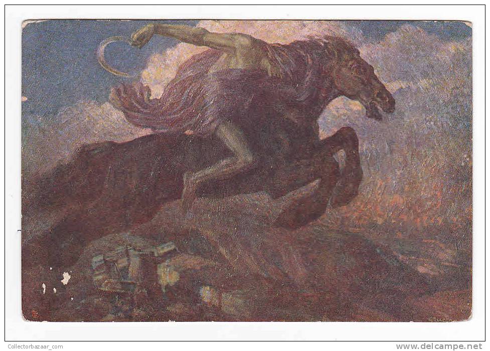 [w965] Italy Artist Signed Cartoline Illustratta Per Guido Zuccaro - War Allegory Horse Over Plains - Otros & Sin Clasificación