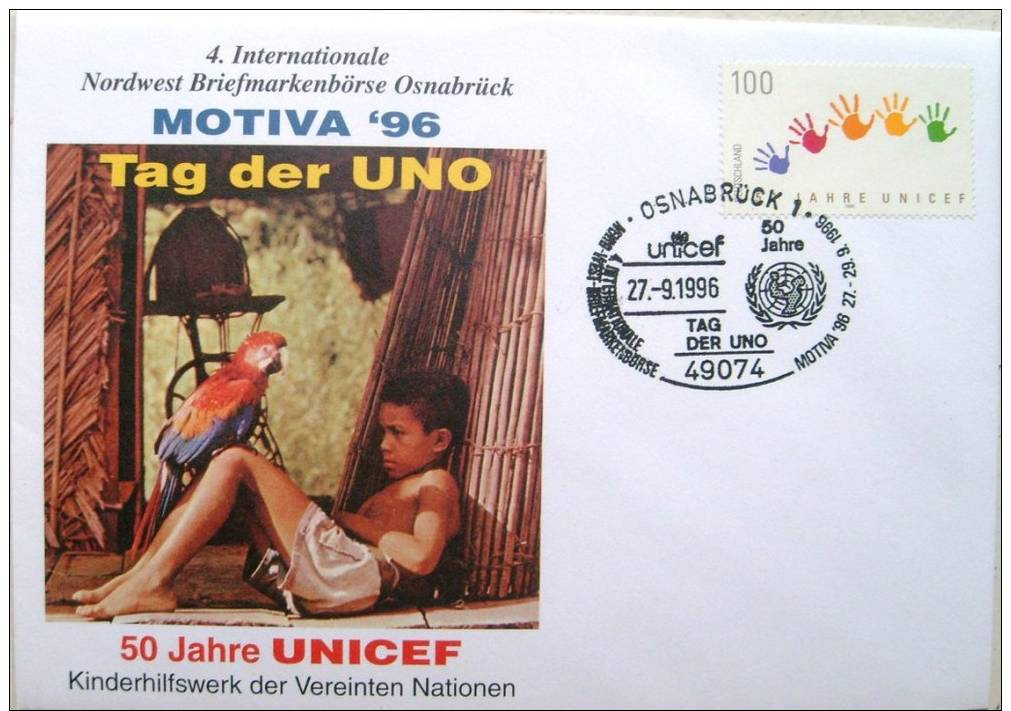 Lettre Allemagne 1996 Onu Osnabrück Unicef Perroquet - UNICEF