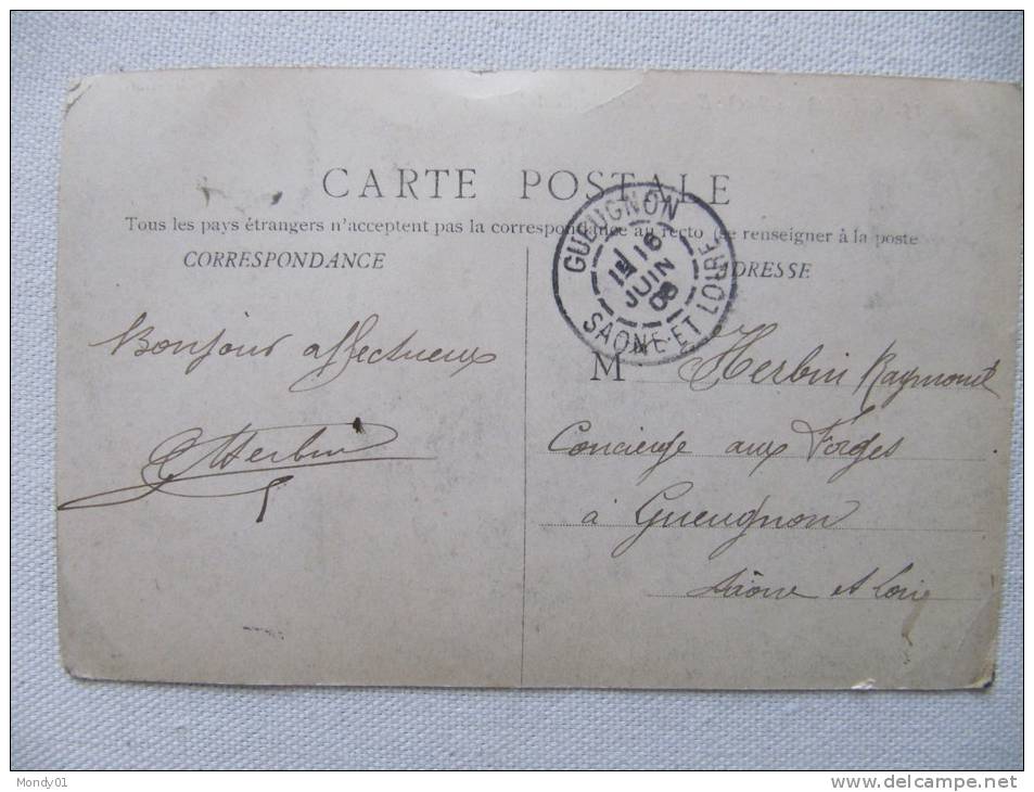 6--550 Carte Postale GUEGNON CPA Saone Et Loire 1906 Chalon Sur Saone Port Villiers Char Boeuf Beef Concierge Aux Forges - Diligences