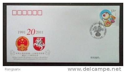 PFTN.WJ2011-15 CHINA-Lithuania  DIPLOMATIC COMM.COVER - Brieven En Documenten