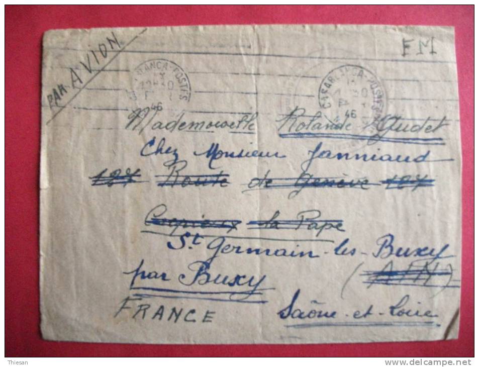 Maroc  Lettre  FM Casablanca 1946 Krag - Lettres & Documents