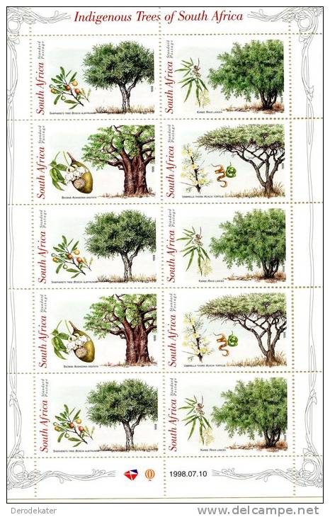 South Africa 1998.S.MNH**.10v. Indigenous Trees Of South Africa. Arbres.Tree.Arbol.Albero.Arbre.Boom.Bomen.Trees. Acacia - Trees