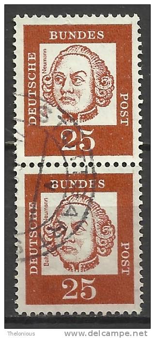 1961 Germania Federale - N. Michel 353 Y Coppia Verticale Fluorescente Usato - Used Stamps